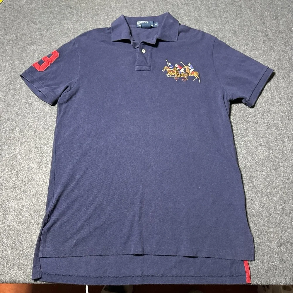 VTG 90s Polo Ralph Lauren Embroidered Polo Shirt Mens M Horses Outdoor Preppy - Picture 2 of 6